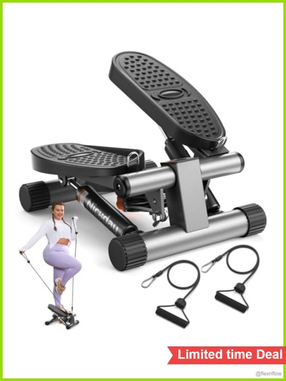 Mini Stepper with Resistance Bands, 300 LBS Capacity Cardio Exercise Machine
